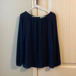 Loft long sleeve blouse large in navy black